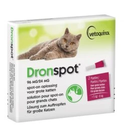 Vetoquinol Dronspot Grote Kat 96 Mg / 24 Mg - 5 T/m 8 Kg - 2 Pipetten