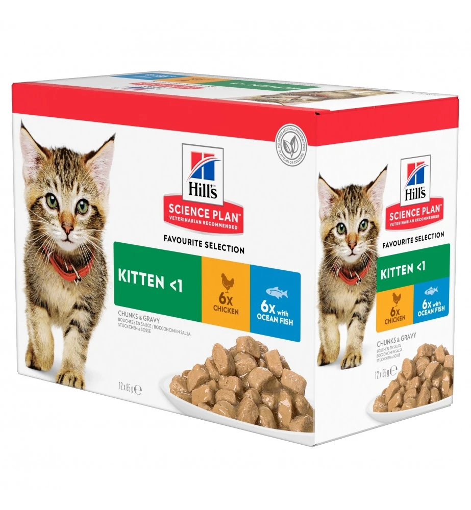 Hill's Science Plan Kitten Maaltijdzakjes Kip & Zeevis - 4 X 12 X 85 Gram 3 Hill's Science Plan Kitten Maaltijdzakjes Kip & Zeevis - 4 X 12 X 85 Gram